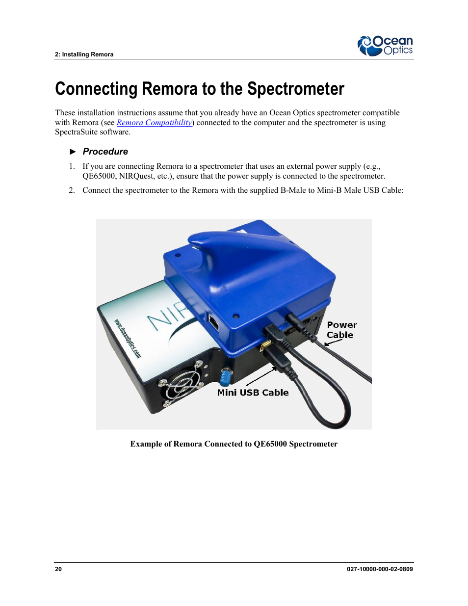 Connecting remora to the spectrometer | Ocean Optics Remora User Manual | Page 26 / 42