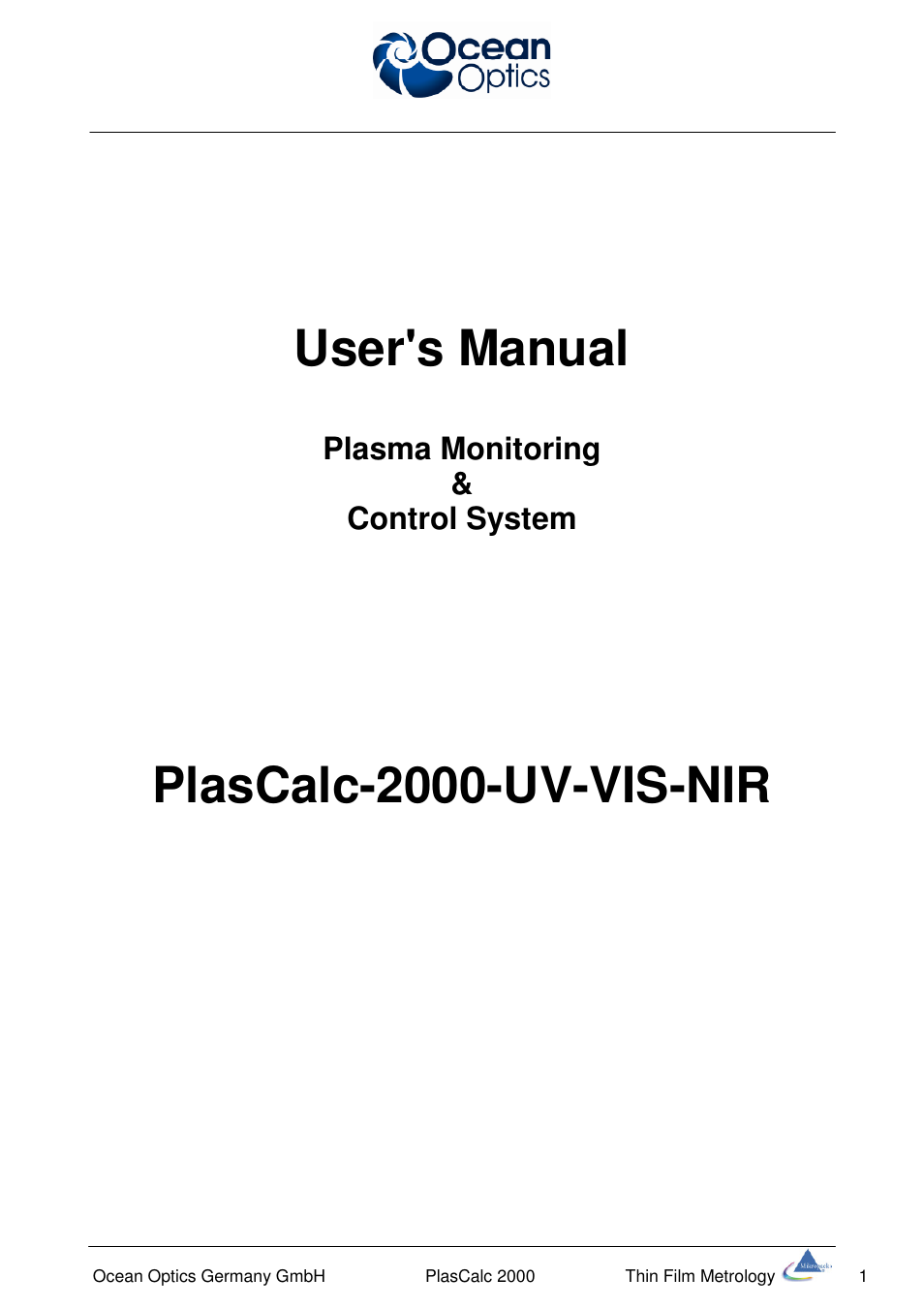 Ocean Optics PlasCalc User Manual | 59 pages