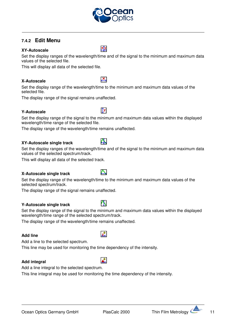 Edit menu | Ocean Optics PlasCalc User Manual | Page 14 / 59