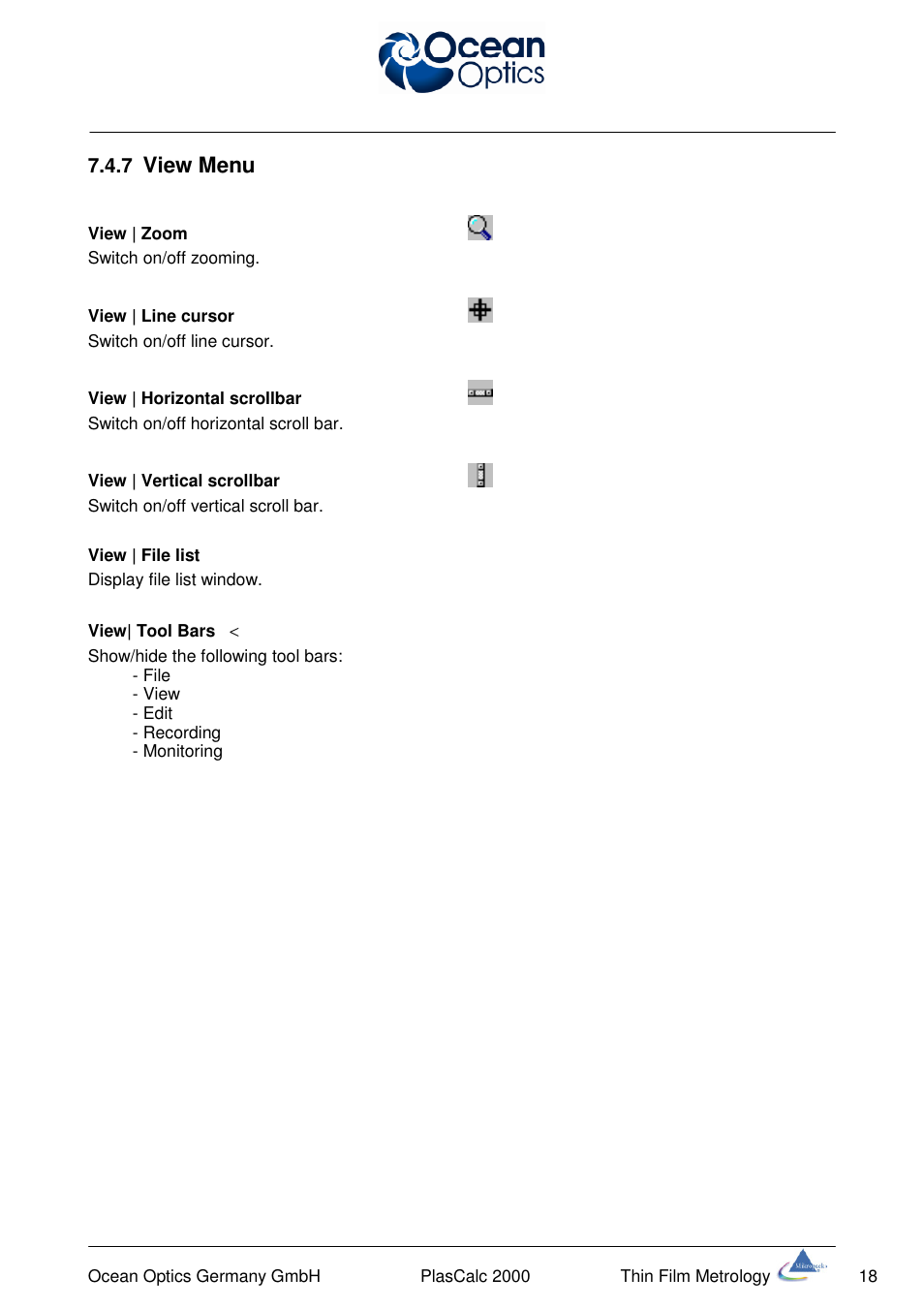 View menu | Ocean Optics PlasCalc User Manual | Page 21 / 59