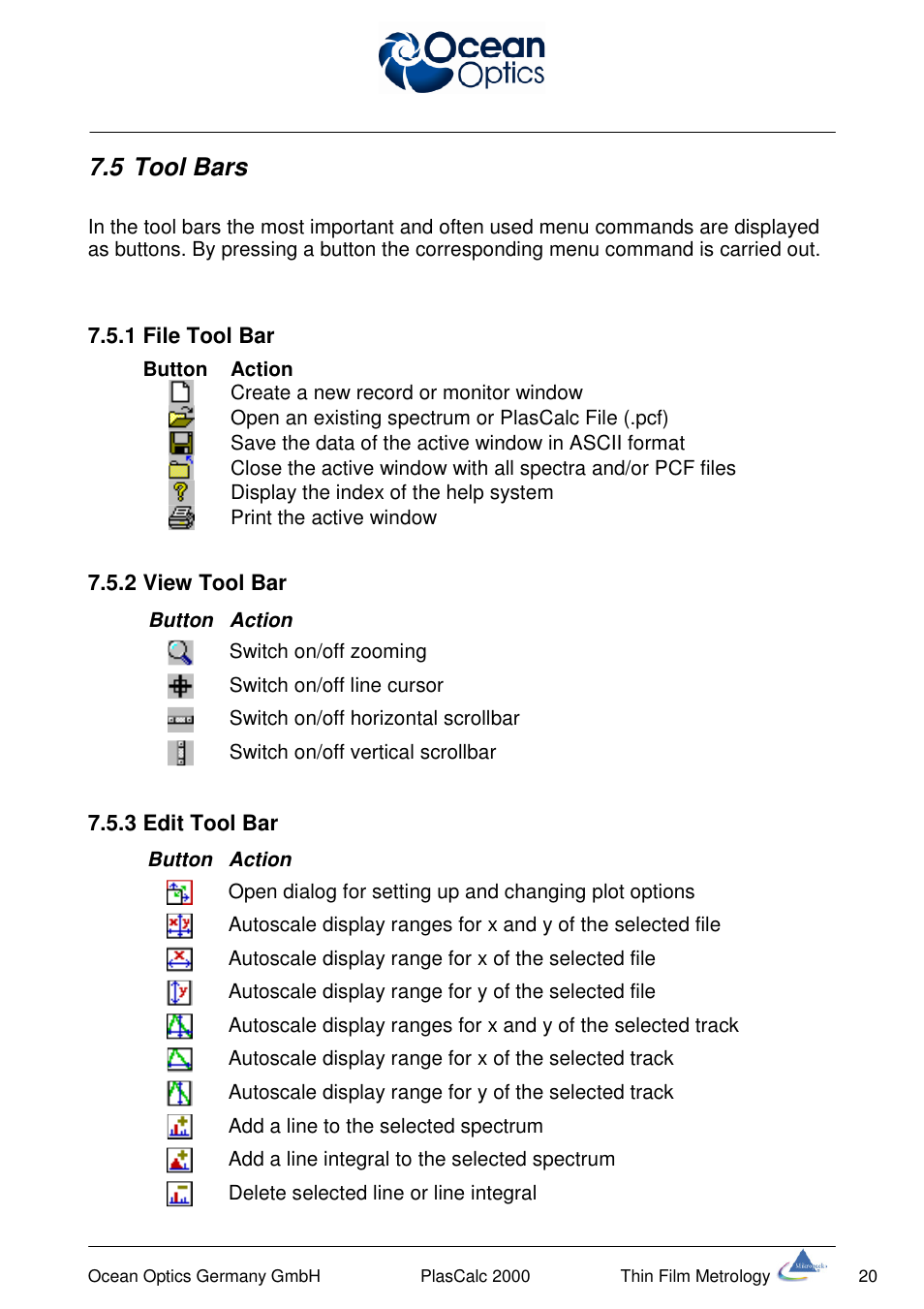 5 tool bars | Ocean Optics PlasCalc User Manual | Page 23 / 59