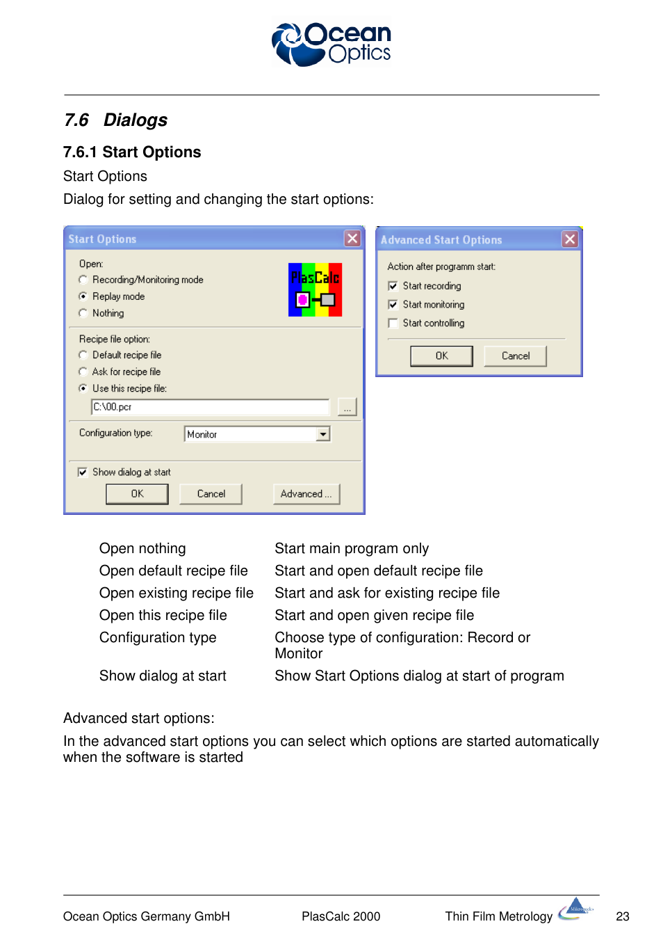 6 dialogs | Ocean Optics PlasCalc User Manual | Page 26 / 59