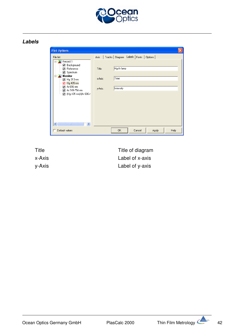 Ocean Optics PlasCalc User Manual | Page 45 / 59