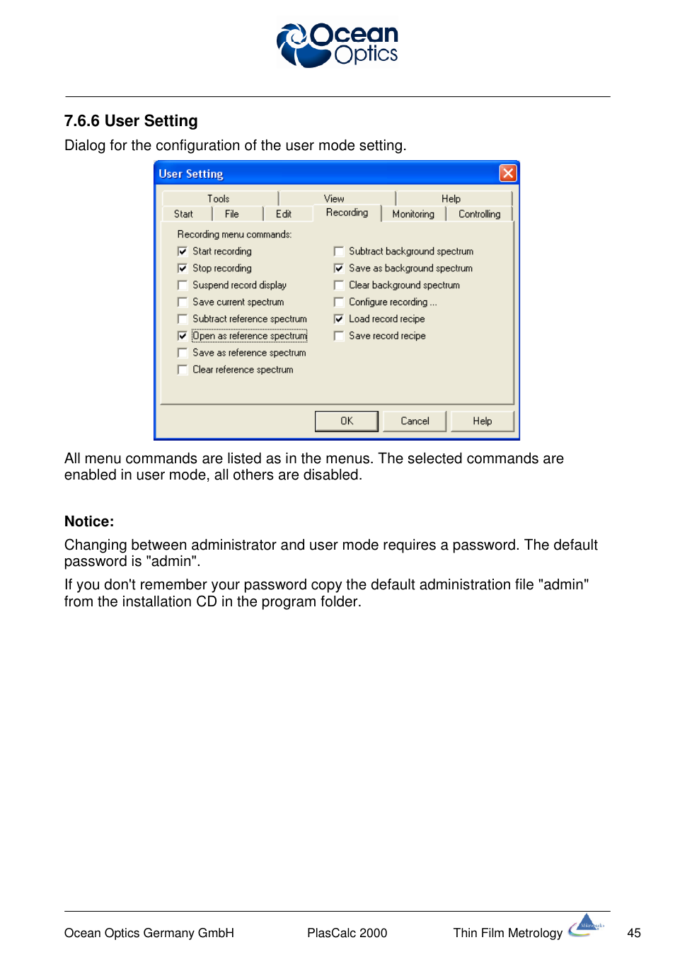 Ocean Optics PlasCalc User Manual | Page 48 / 59