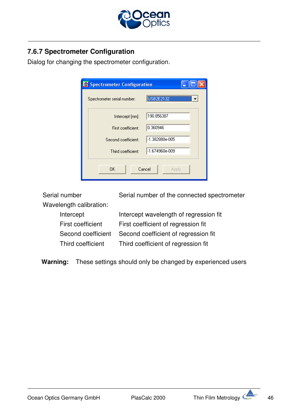 Ocean Optics PlasCalc User Manual | Page 49 / 59