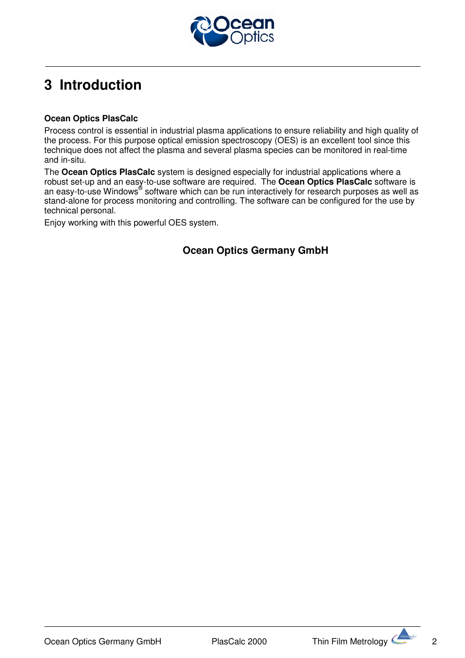 3 introduction | Ocean Optics PlasCalc User Manual | Page 5 / 59