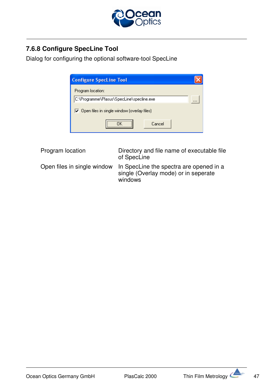 Ocean Optics PlasCalc User Manual | Page 50 / 59