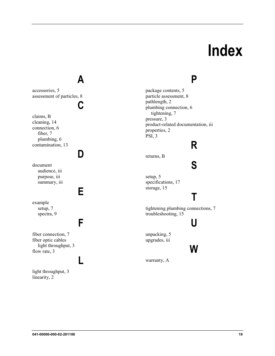 Index | Ocean Optics LPC-500CM User Manual | Page 27 / 28