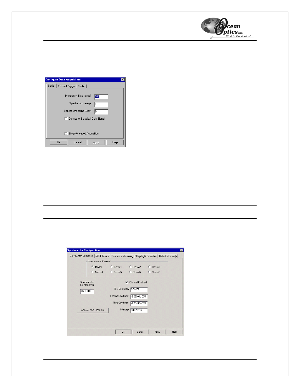 Configuring data acquisition | Ocean Optics ADC1000-USB User Manual | Page 10 / 27