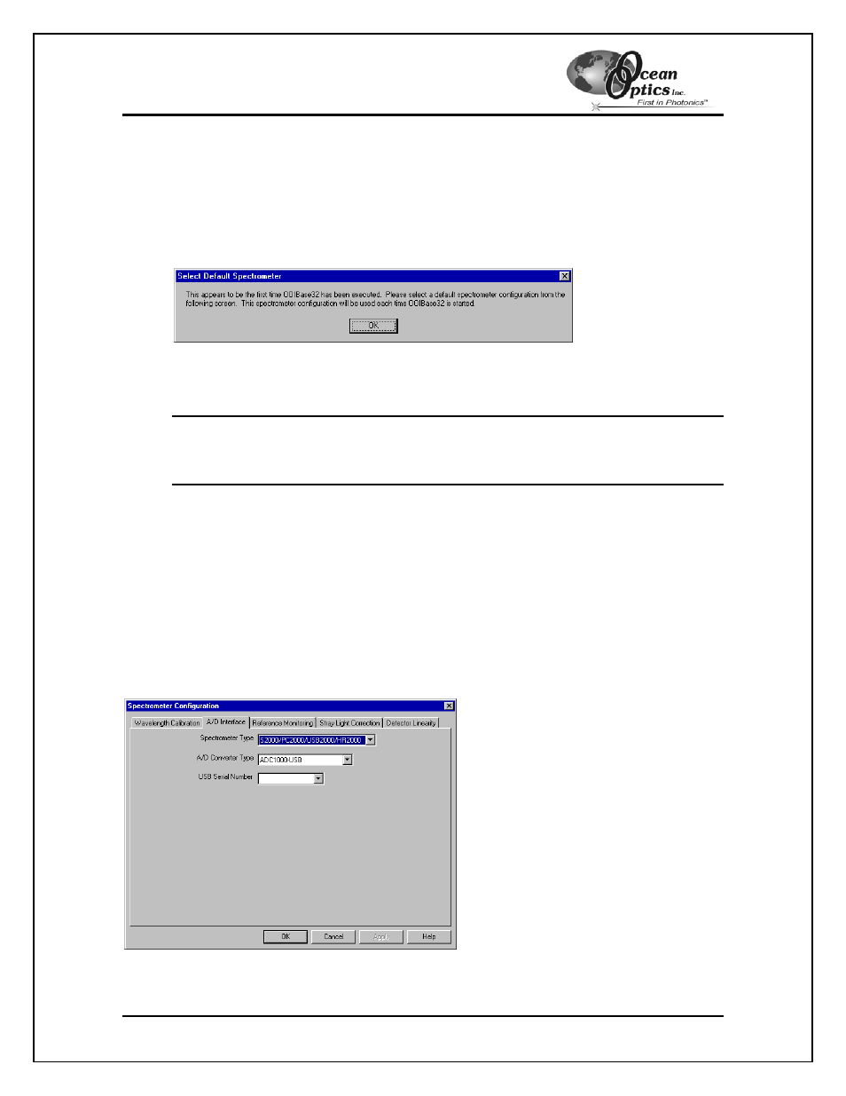 Configuring the spectrometer, Open the spectrometer configuration screen | Ocean Optics ADC1000-USB User Manual | Page 8 / 27