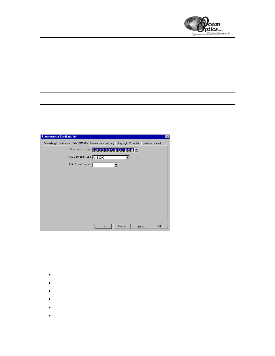 Wavelength calibration tab, A/d interface tab, Setting ooibase32 parameters | Ocean Optics ADC1000-USB User Manual | Page 9 / 27