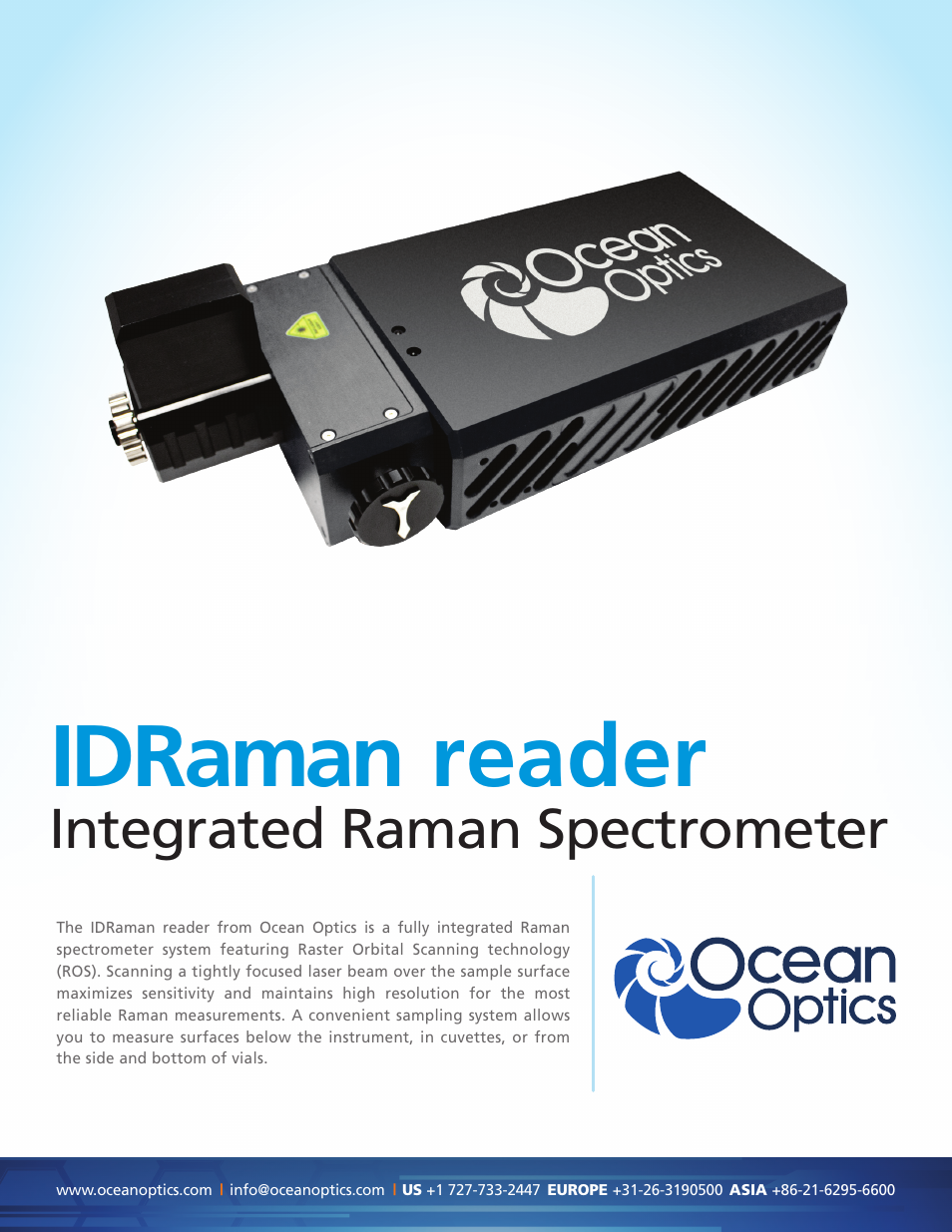 Ocean Optics IDRaman reader User Manual | 2 pages