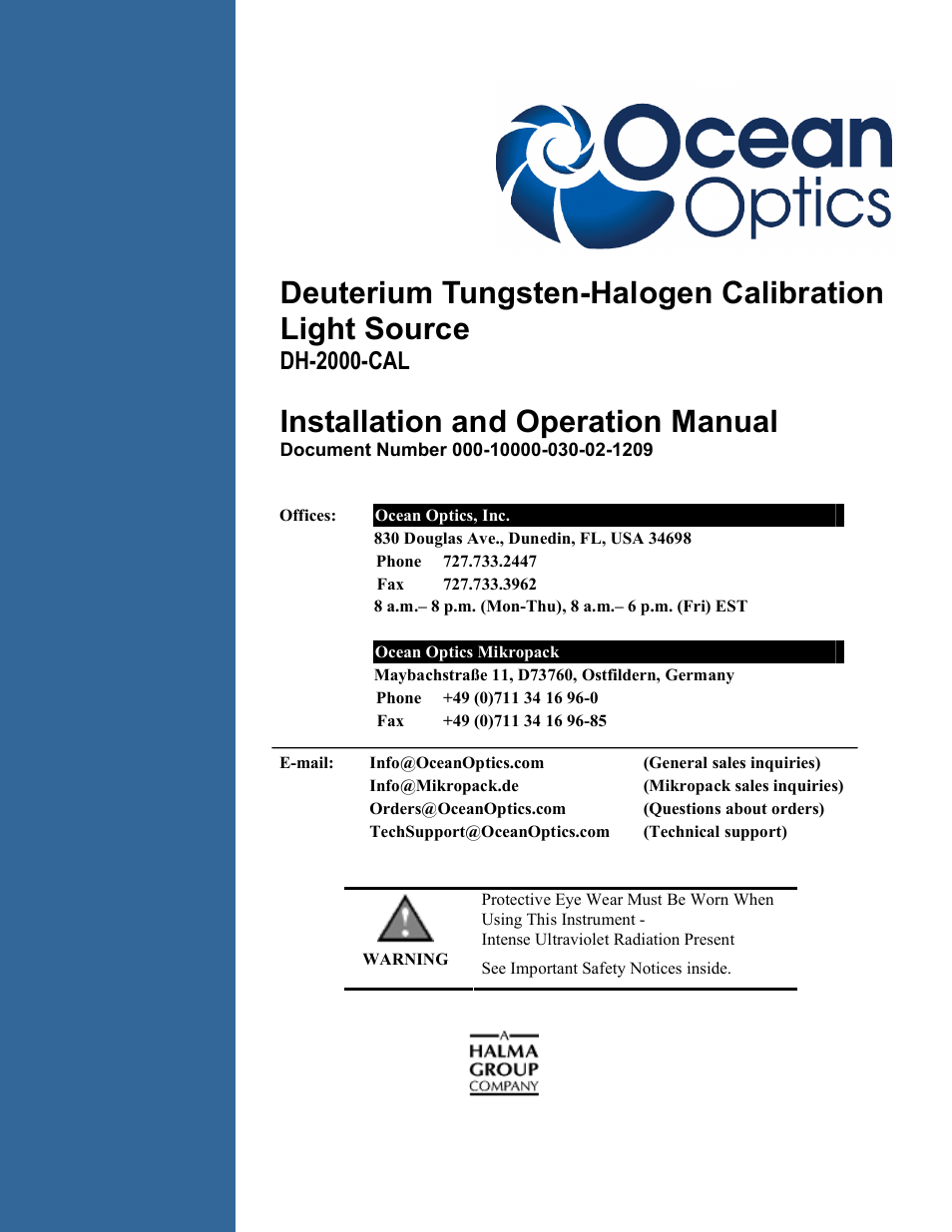Ocean Optics DH-2000-CAL User Manual | 30 pages