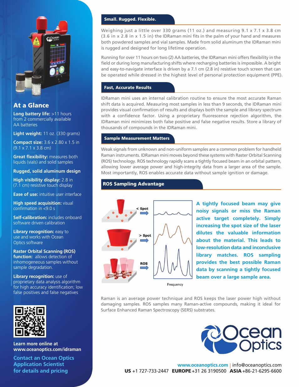 At a glance | Ocean Optics IDRaman mini User Manual | Page 2 / 2