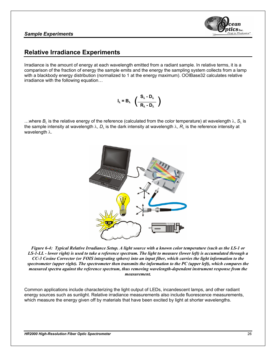 Relative irradiance experiments | Ocean Optics HR2000CG-UV-NIR User Manual | Page 30 / 42