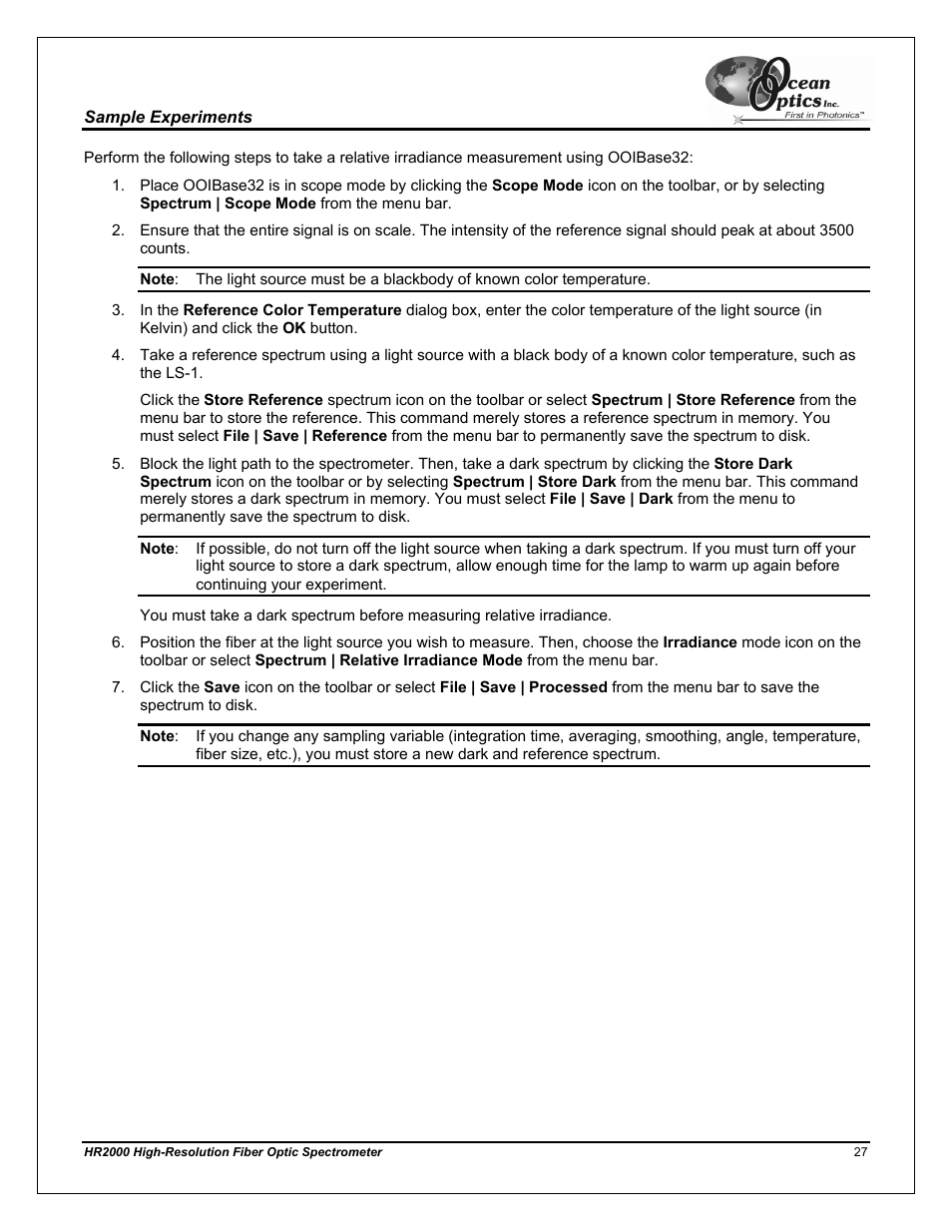 Ocean Optics HR2000CG-UV-NIR User Manual | Page 31 / 42