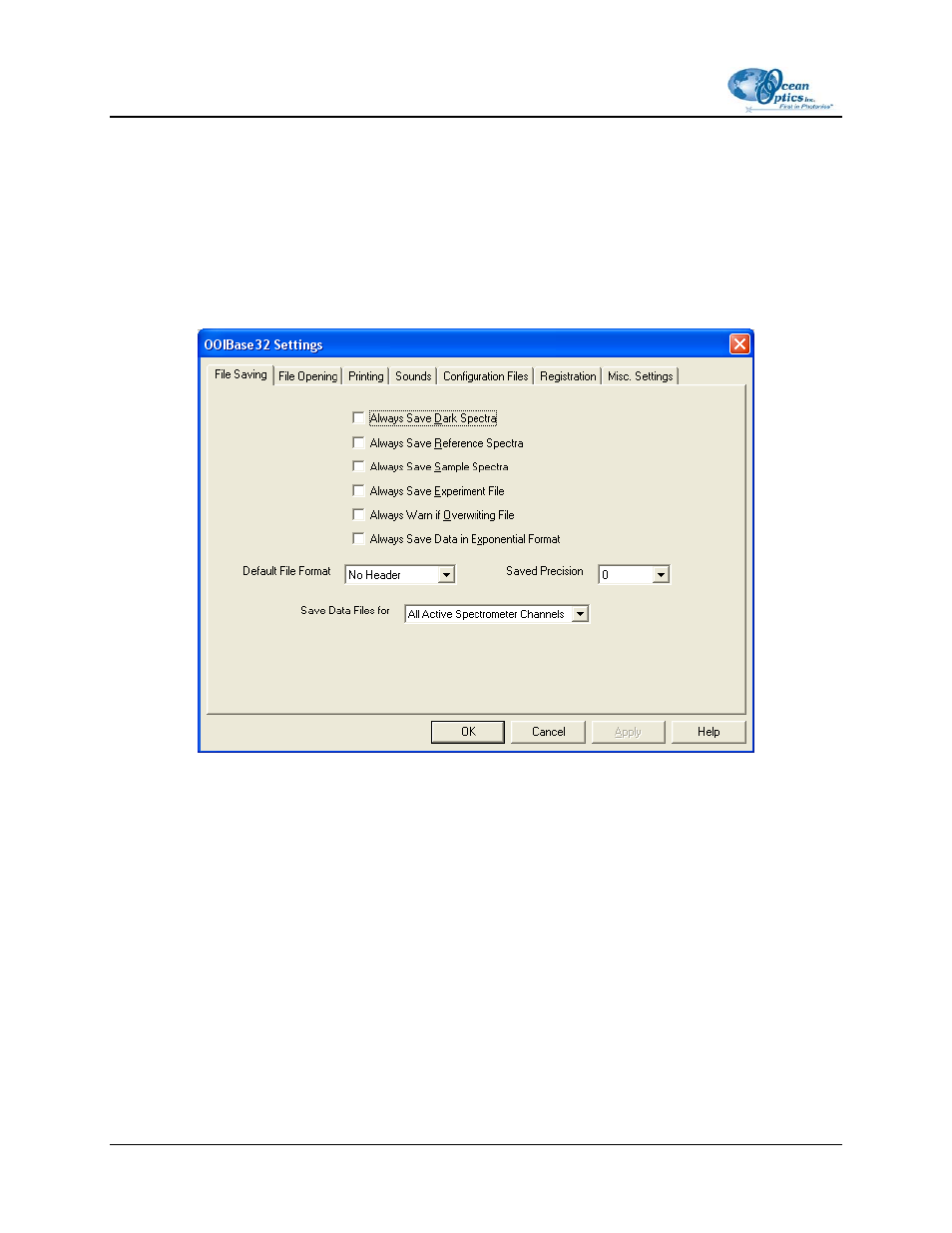 Settings | Ocean Optics OOIBase32 User Manual | Page 32 / 140