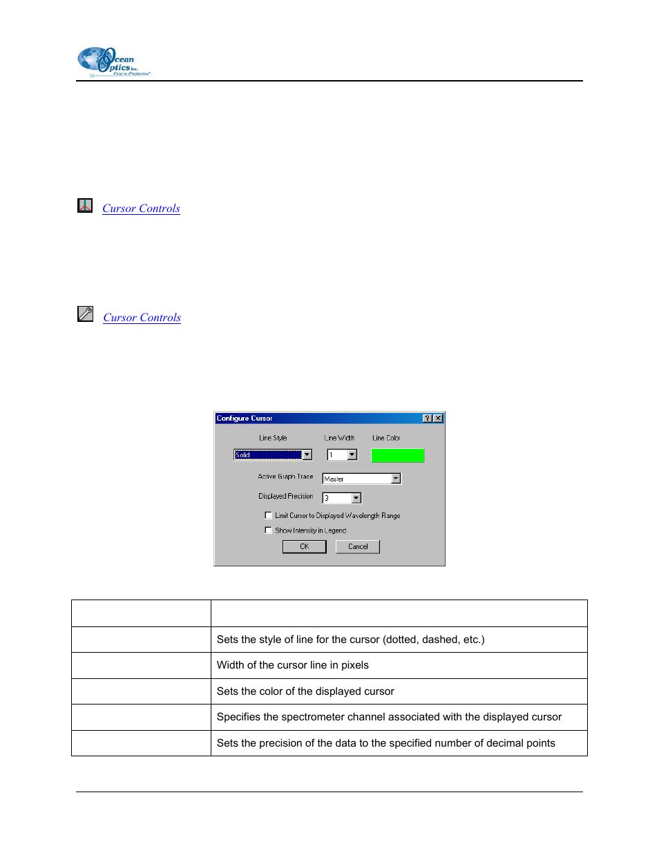 Cursor, Enabled, Configure | Enabled configure | Ocean Optics OOIBase32 User Manual | Page 51 / 140