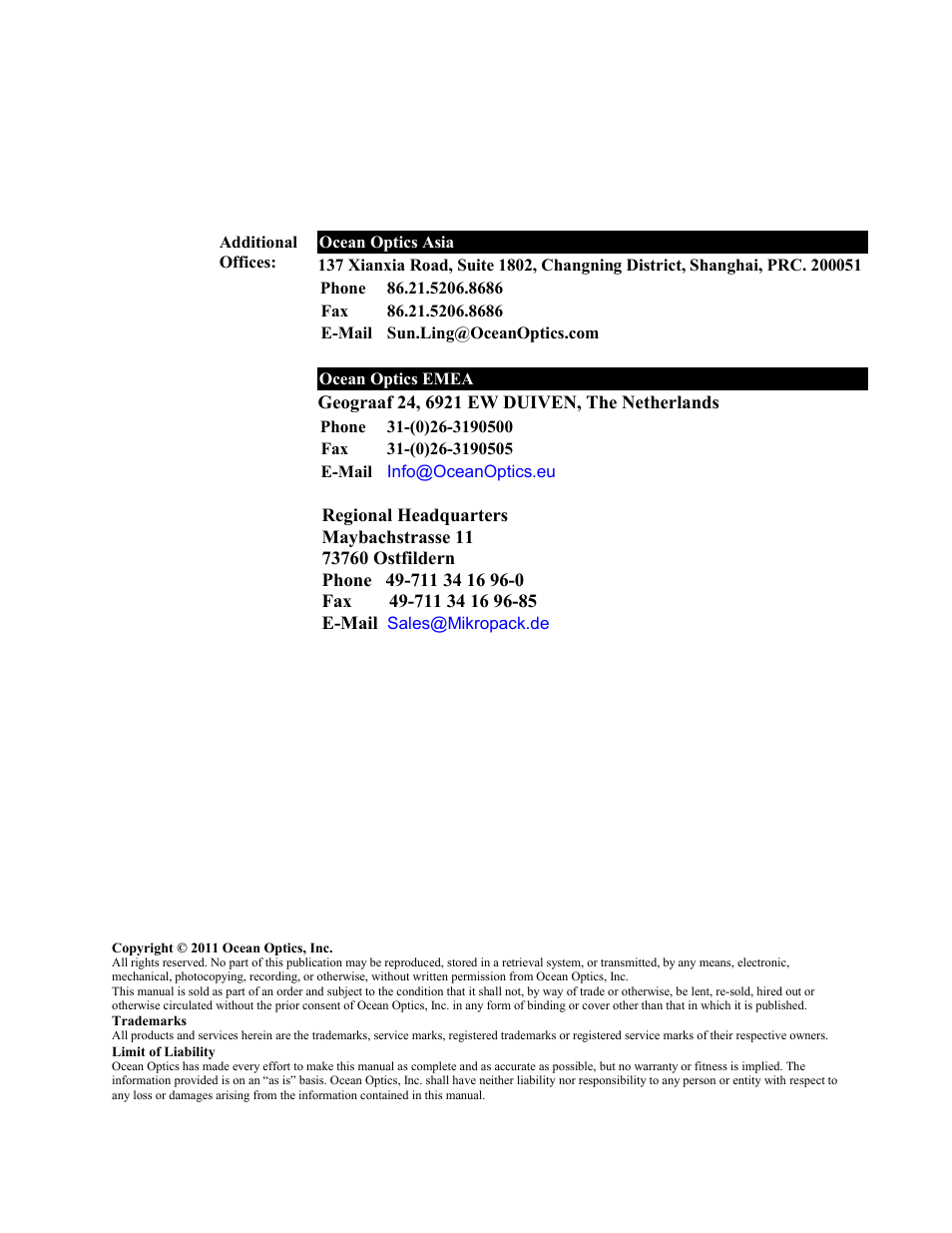 Ocean Optics pH Sensor Patches, Probes and Cuvettes User Manual | Page 2 / 36
