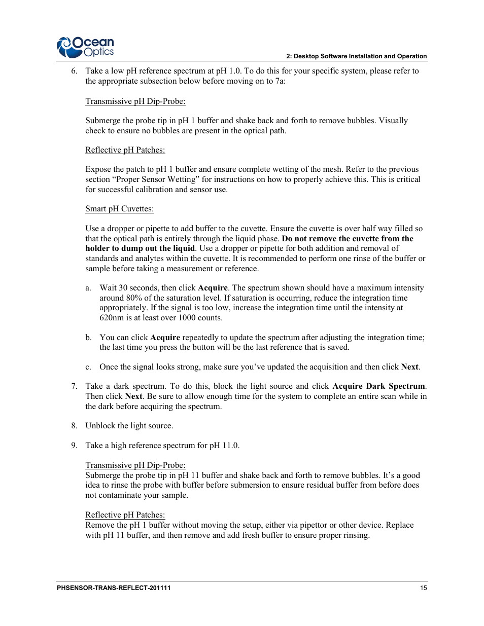 Ocean Optics pH Sensor Patches, Probes and Cuvettes User Manual | Page 21 / 36