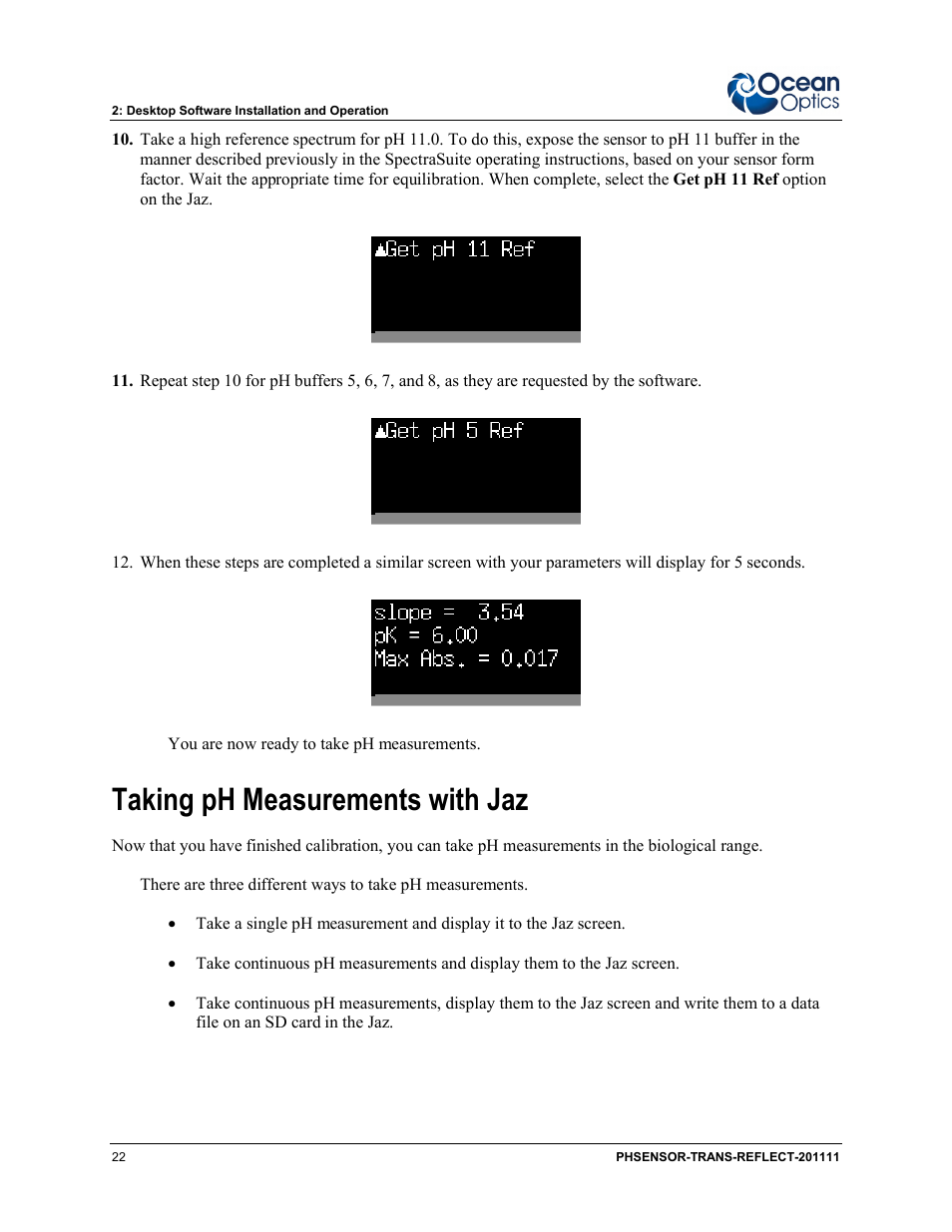 Taking ph measurements with jaz | Ocean Optics pH Sensor Patches, Probes and Cuvettes User Manual | Page 28 / 36