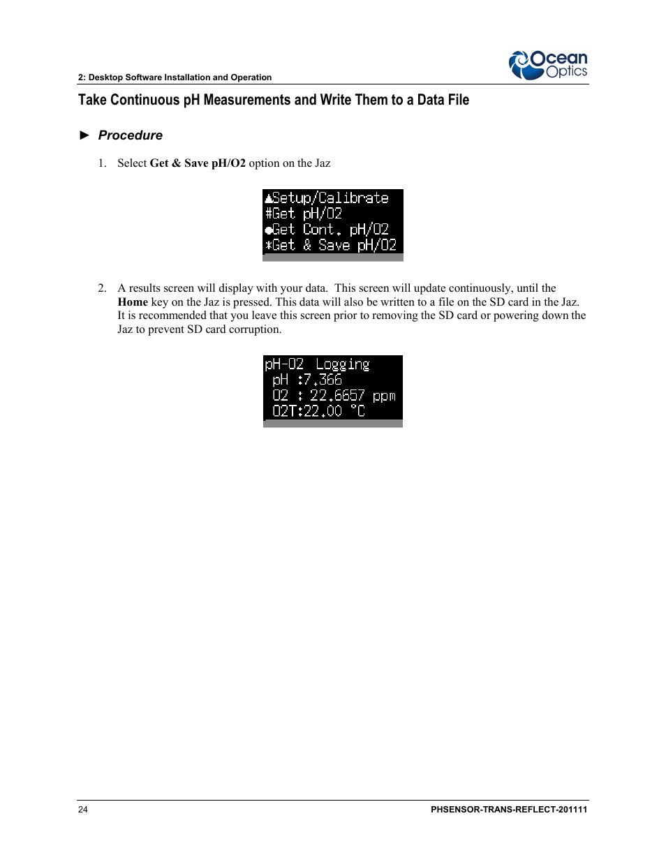 Ocean Optics pH Sensor Patches, Probes and Cuvettes User Manual | Page 30 / 36