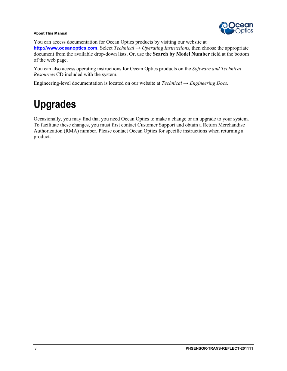 Upgrades | Ocean Optics pH Sensor Patches, Probes and Cuvettes User Manual | Page 6 / 36