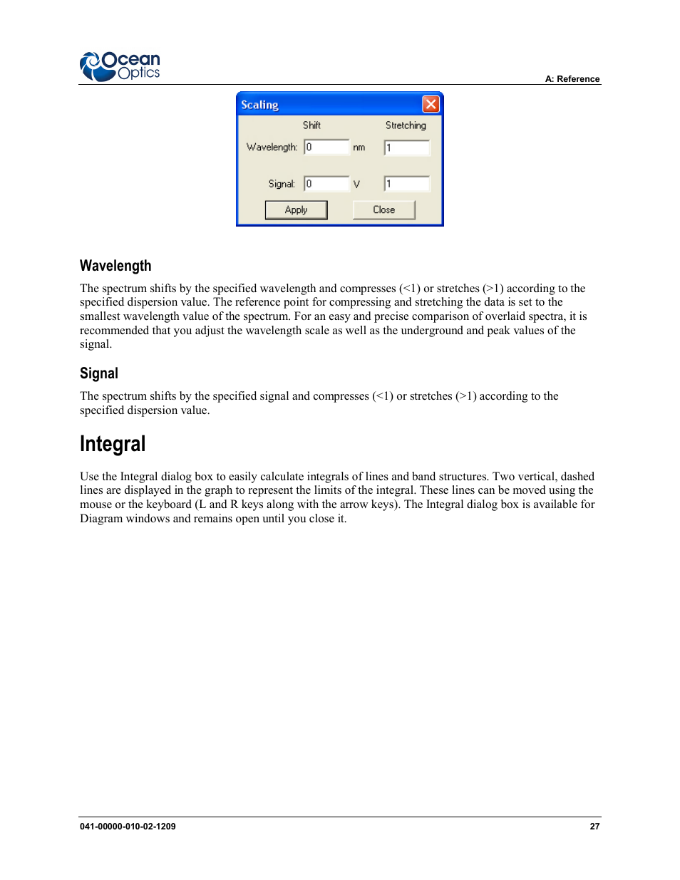 Integral | Ocean Optics SpecLine Offline Spectroscopy User Manual | Page 33 / 60