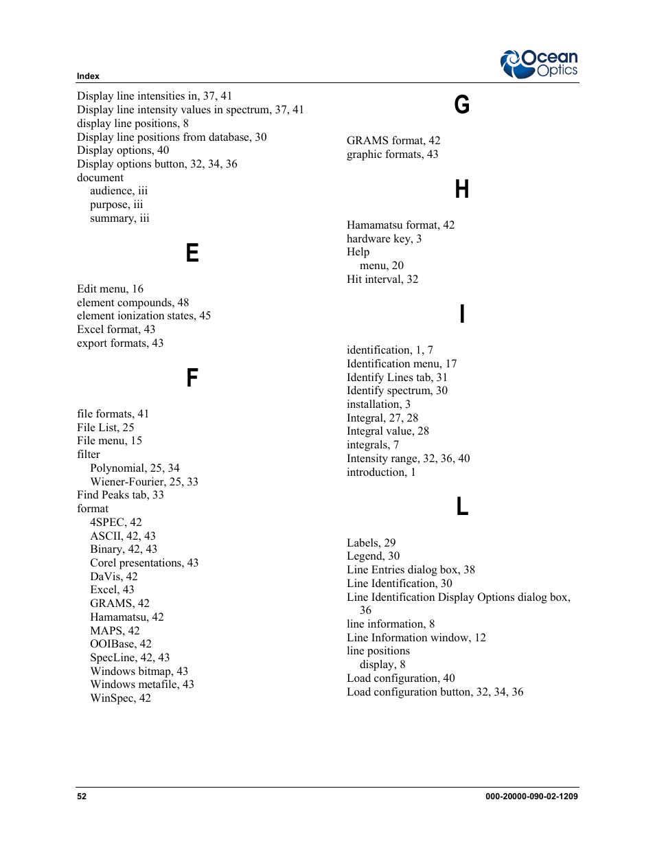 Ocean Optics SpecLine Offline Spectroscopy User Manual | Page 58 / 60