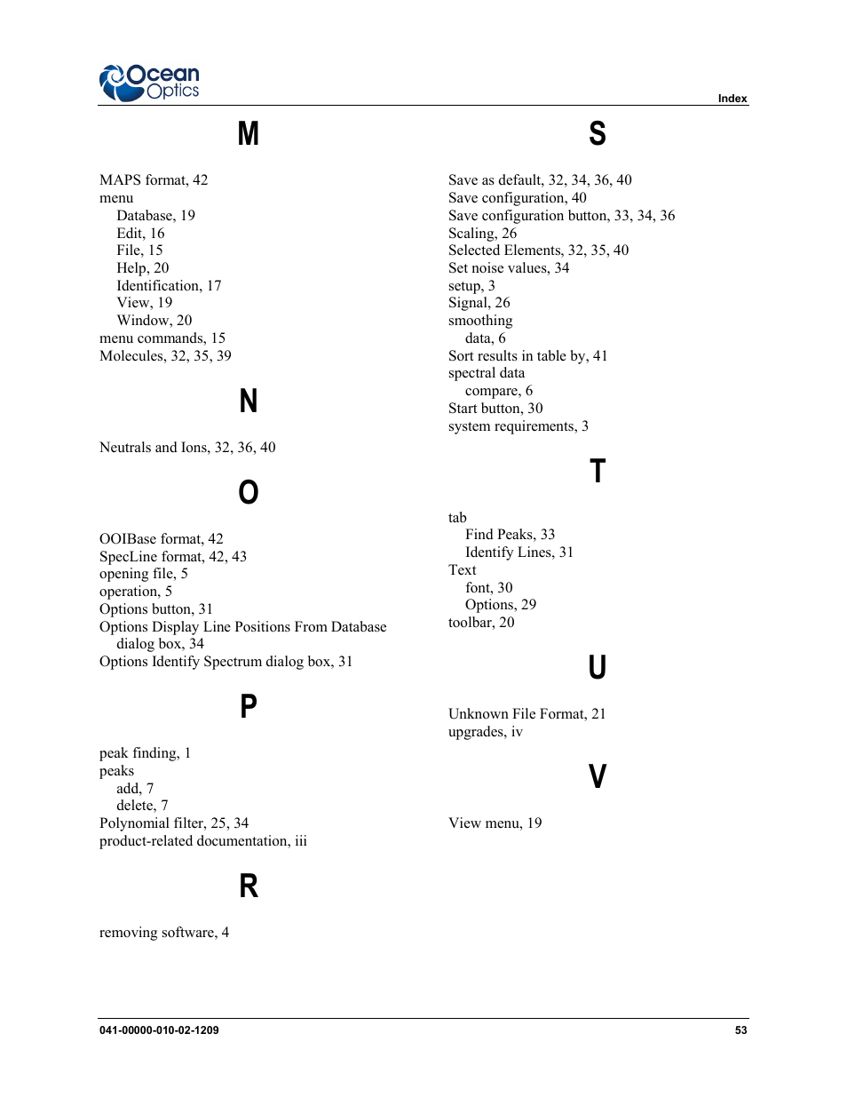 Ocean Optics SpecLine Offline Spectroscopy User Manual | Page 59 / 60