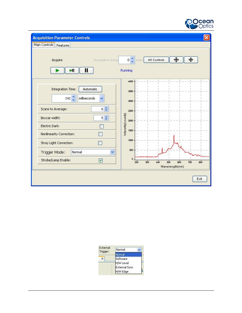 Set integration time with spectrasuite | Ocean Optics External Triggering Options Instructions for Spectrometers with Firmware Version 3.0 and Above User Manual | Page 4 / 16