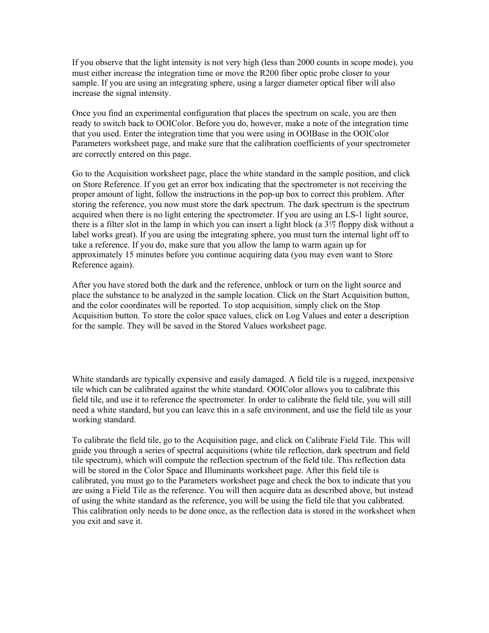 Field tiles | Ocean Optics OOIColor User Manual | Page 10 / 14