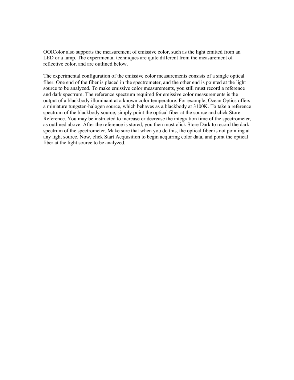 Emissive color measurements | Ocean Optics OOIColor User Manual | Page 11 / 14