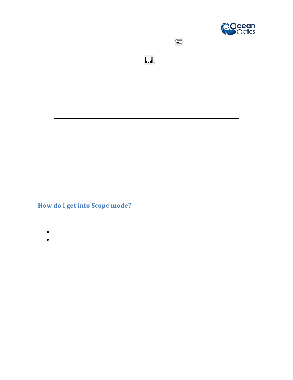 Restore previous session, Quick view, How do i get into scope mode | Ocean Optics Ocean View Quick Start User Manual | Page 10 / 18