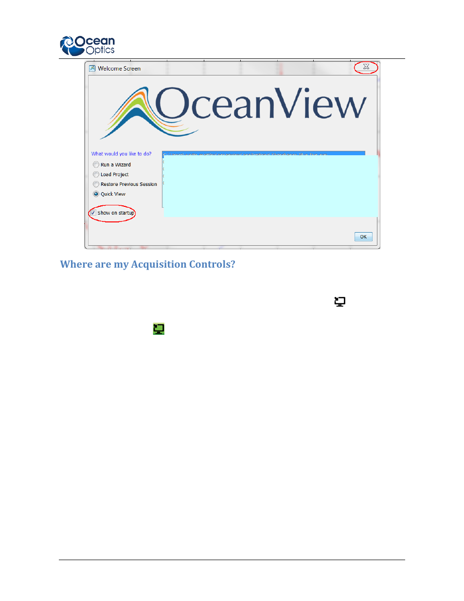 Where are my acquisition controls | Ocean Optics Ocean View Quick Start User Manual | Page 11 / 18