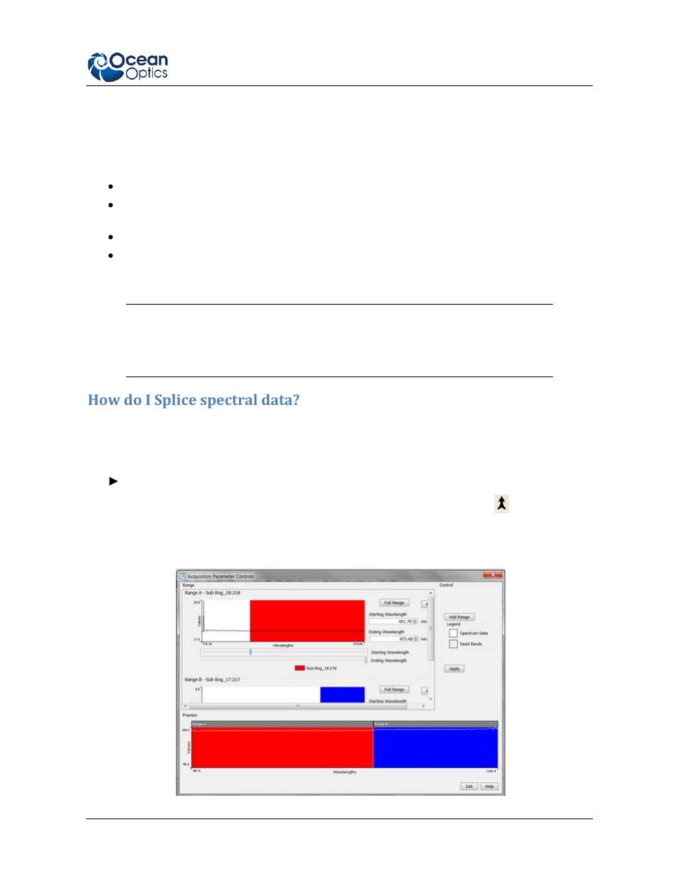 How do i splice spectral data | Ocean Optics Ocean View Quick Start User Manual | Page 17 / 18