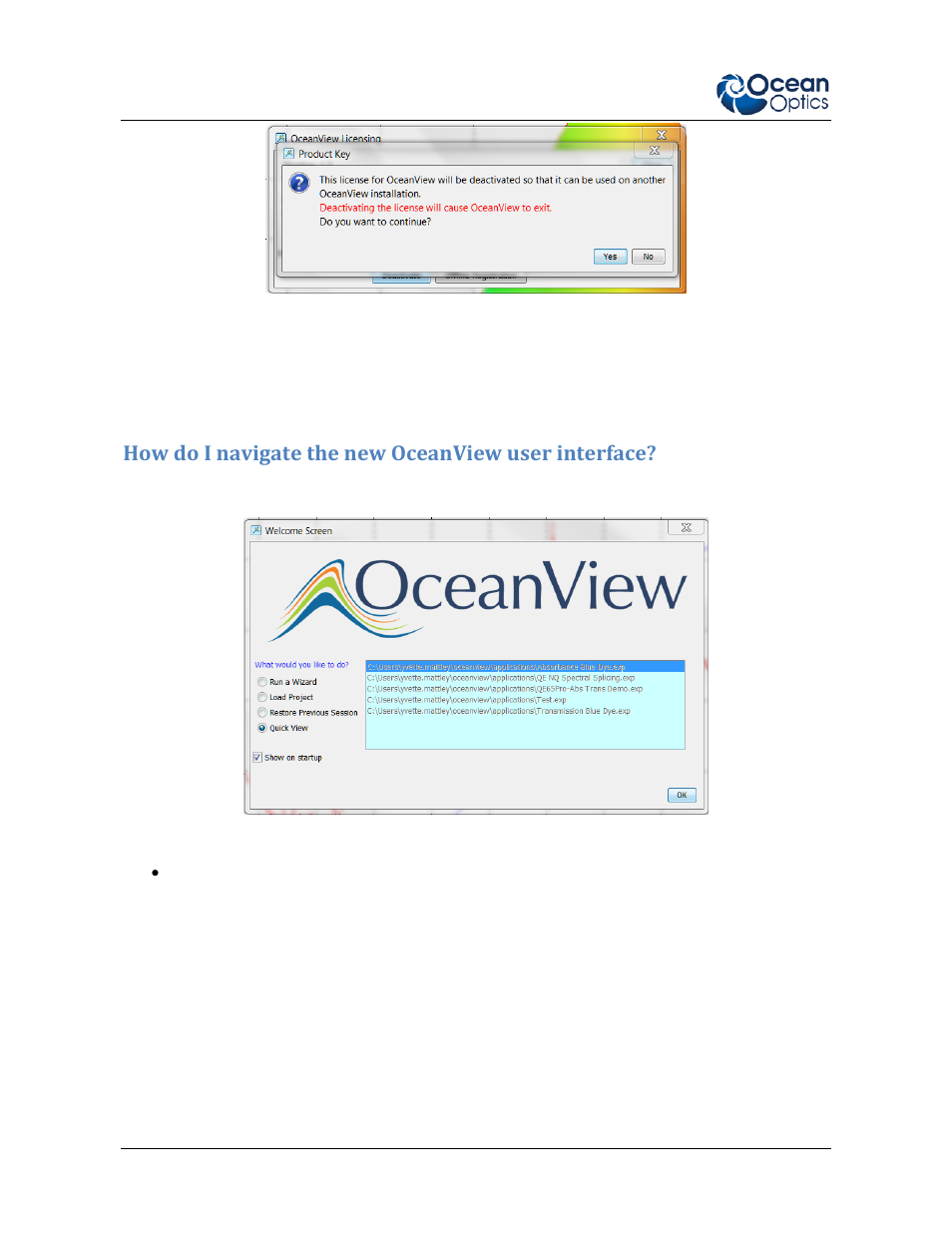 Frequently asked questions, How do i navigate the new oceanview user interface | Ocean Optics Ocean View Quick Start User Manual | Page 8 / 18