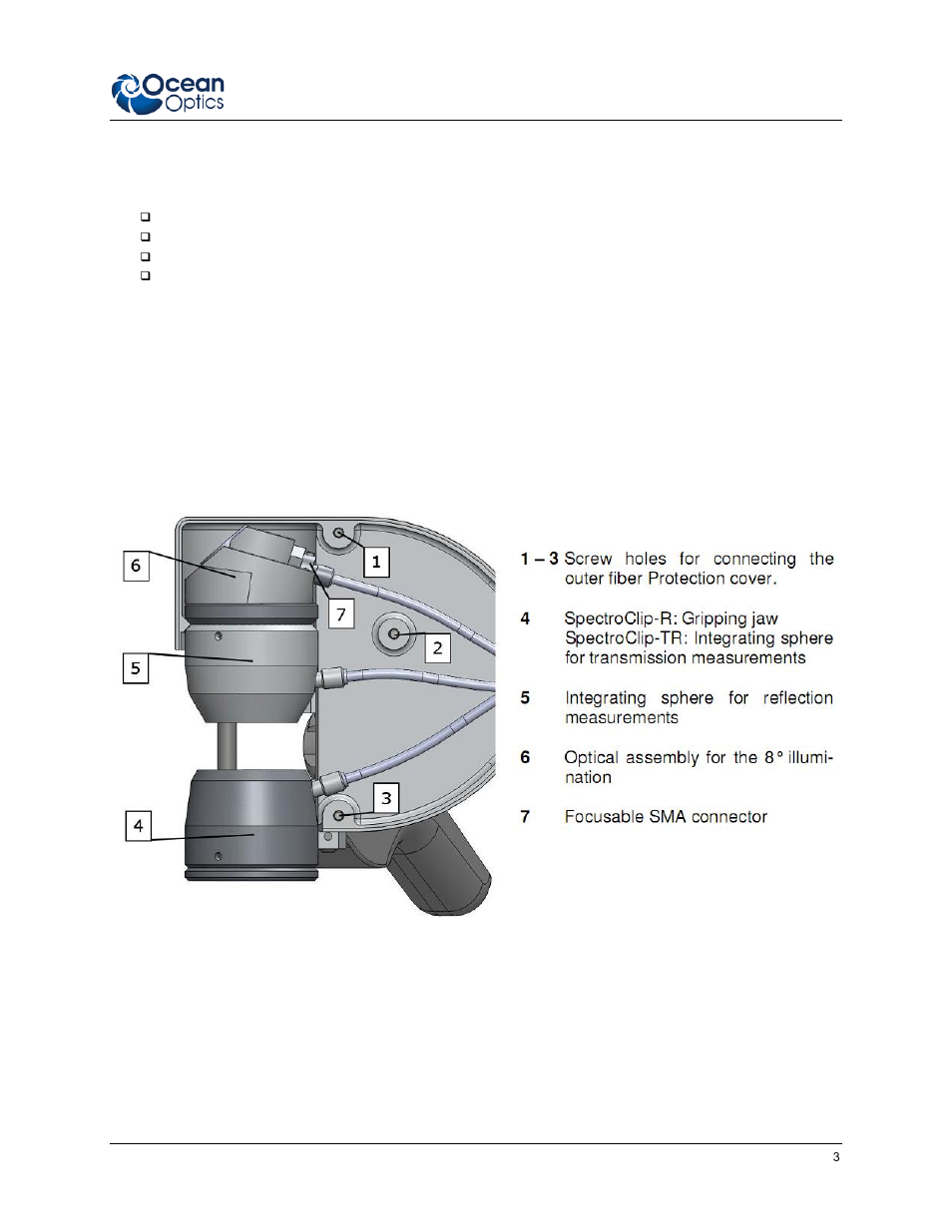Package contents, Spectroclip parts, Package contents spectroclip parts | Ocean Optics SpectroClip Probe User Manual | Page 11 / 18
