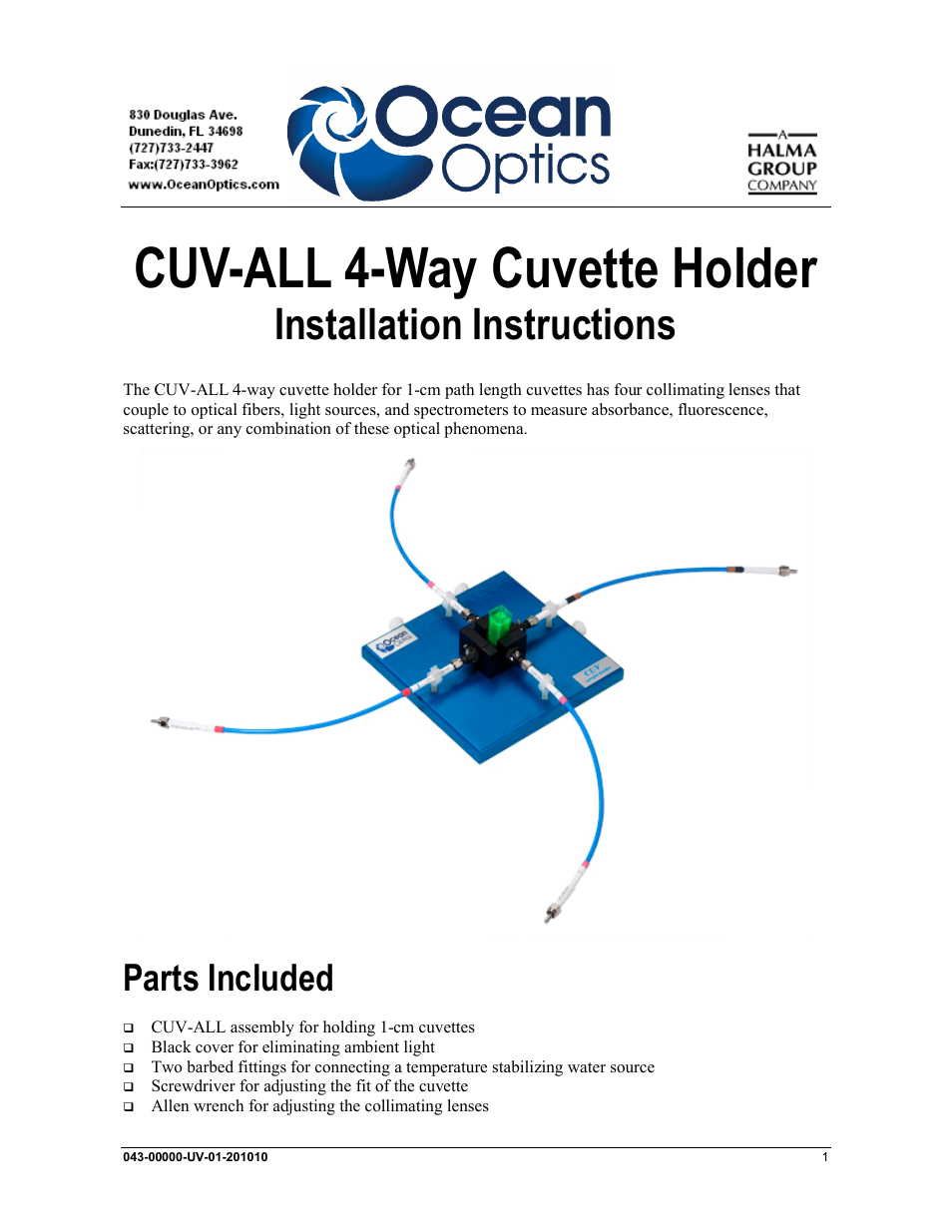 Ocean Optics CUV-ALL 4-Way User Manual | 4 pages