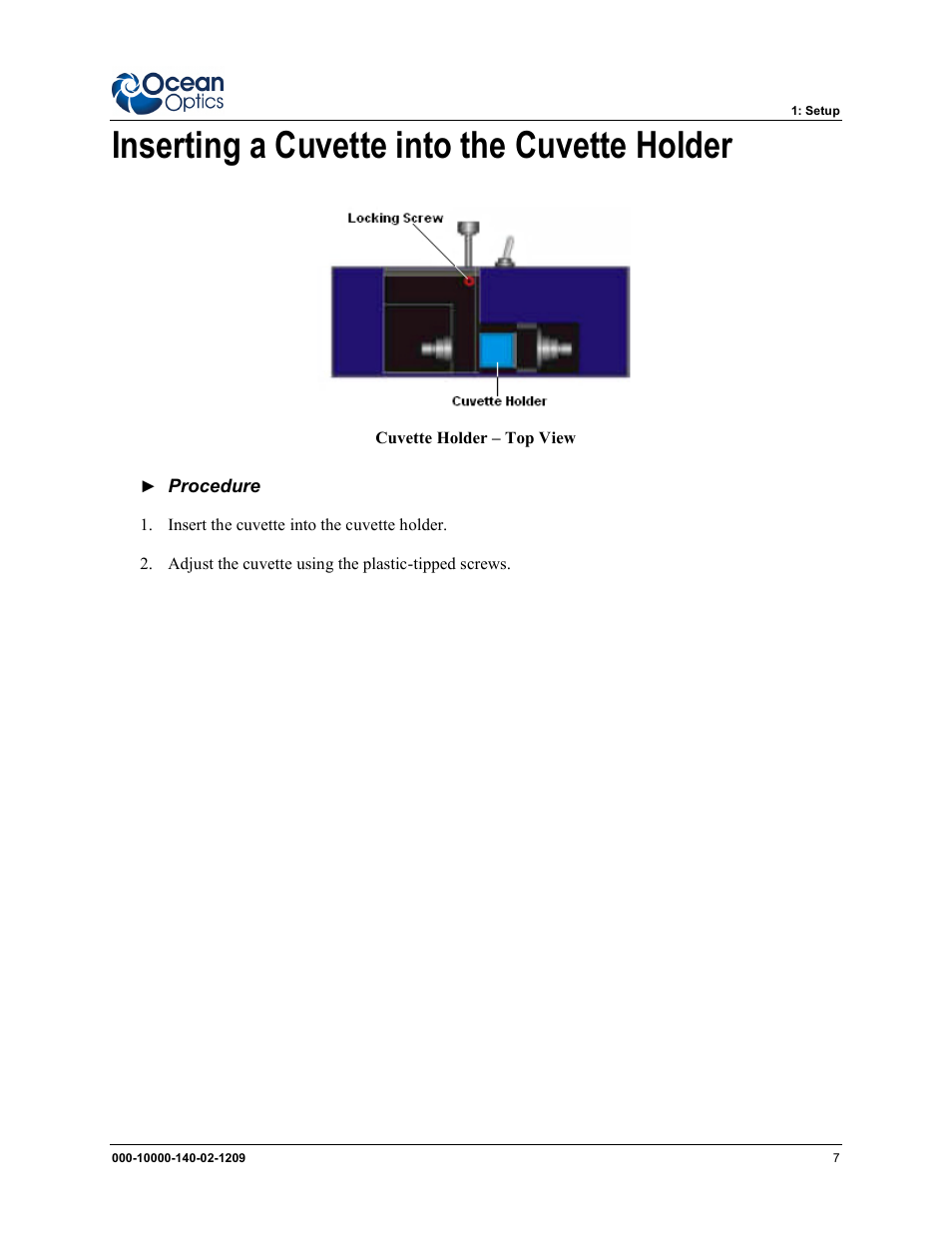 Inserting a cuvette into the cuvette holder | Ocean Optics FHSA-TTL User Manual | Page 13 / 18