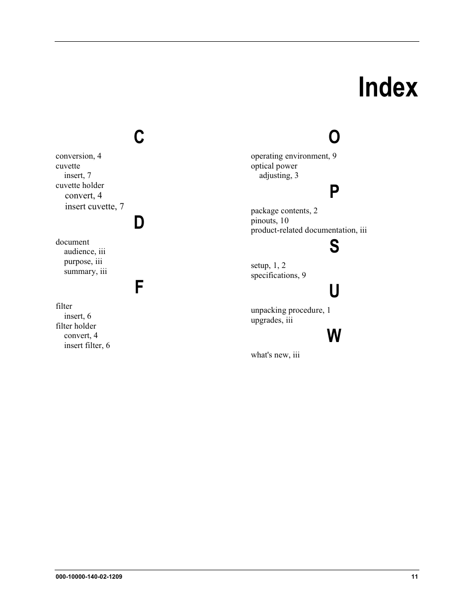 Index | Ocean Optics FHSA-TTL User Manual | Page 17 / 18