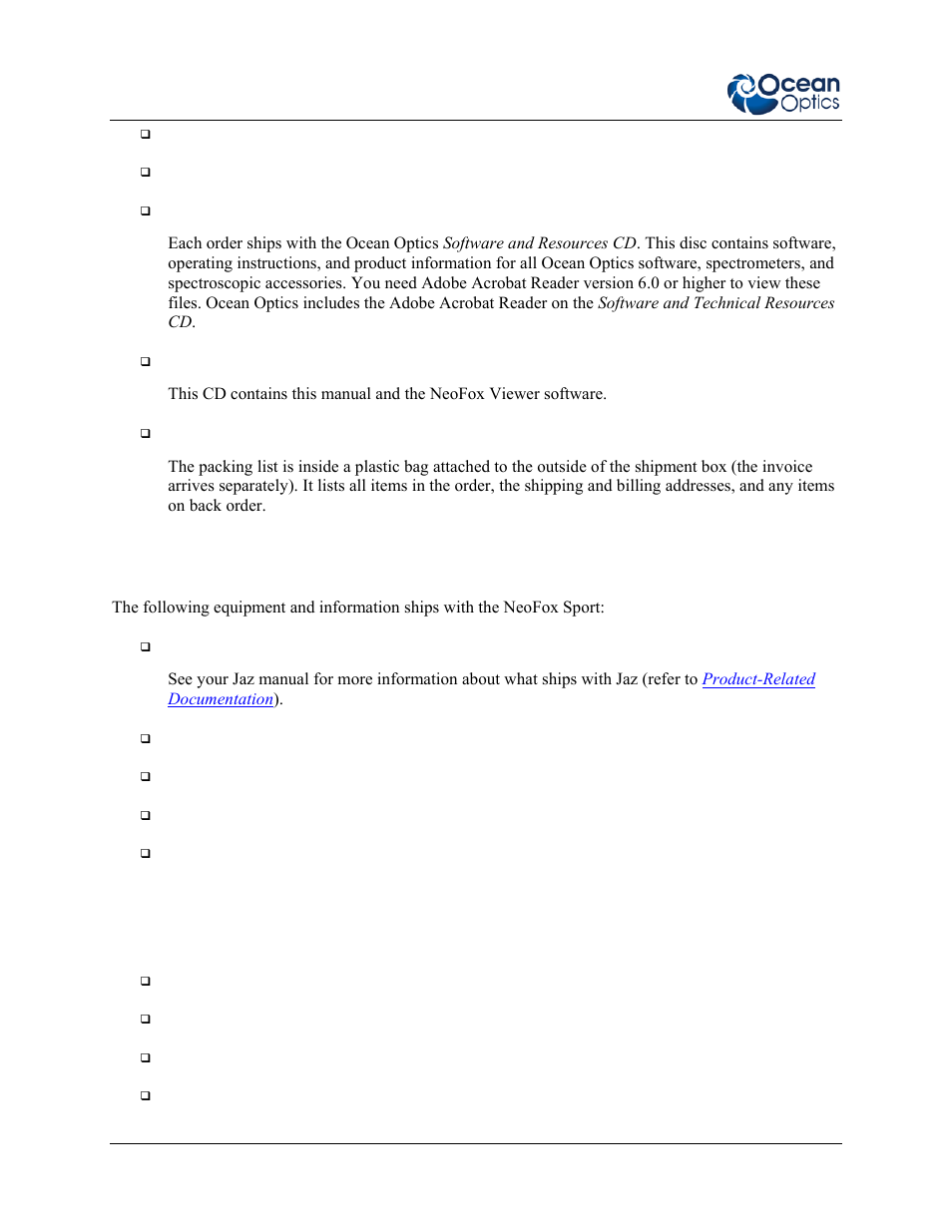 Neofox sport, Additional recommended equipment | Ocean Optics NeoFox User Manual | Page 14 / 77