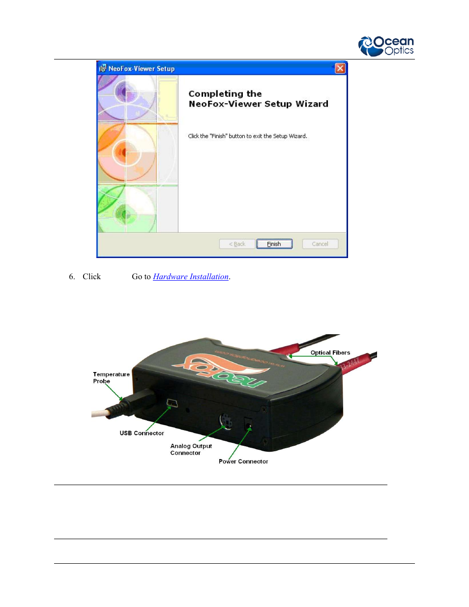 Hardware installation | Ocean Optics NeoFox User Manual | Page 20 / 77