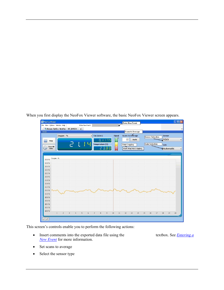 Using neofox with neofox viewer software, Overview, Pter 3 | Using neofox, Chapter 3 | Ocean Optics NeoFox User Manual | Page 27 / 77