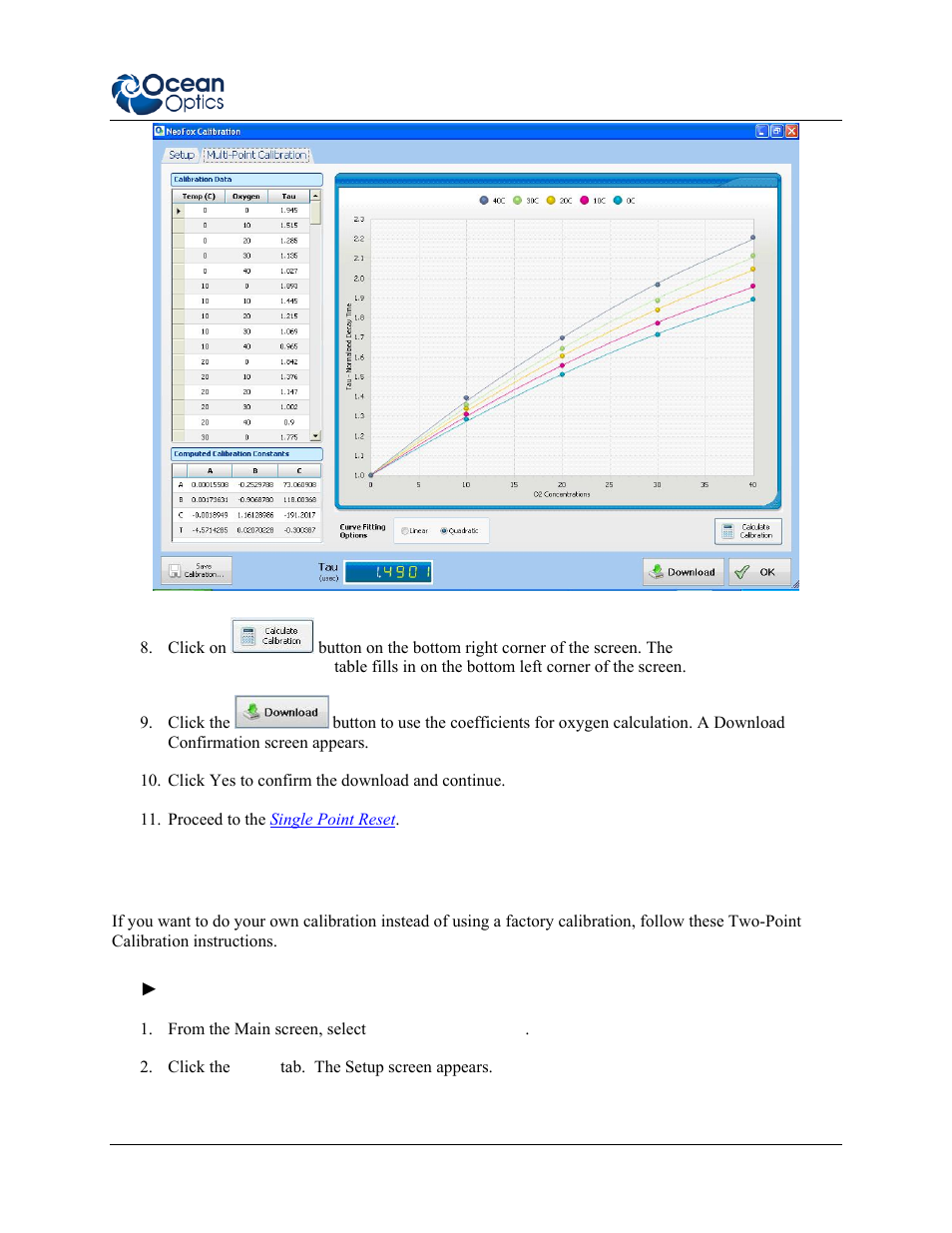 Two-point calibration | Ocean Optics NeoFox User Manual | Page 37 / 77