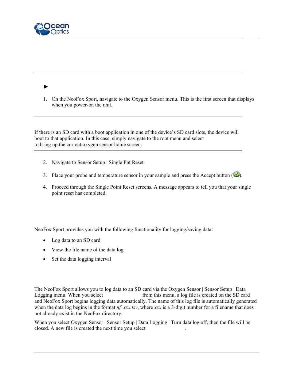 Data logging / saving data, Logging data | Ocean Optics NeoFox User Manual | Page 55 / 77