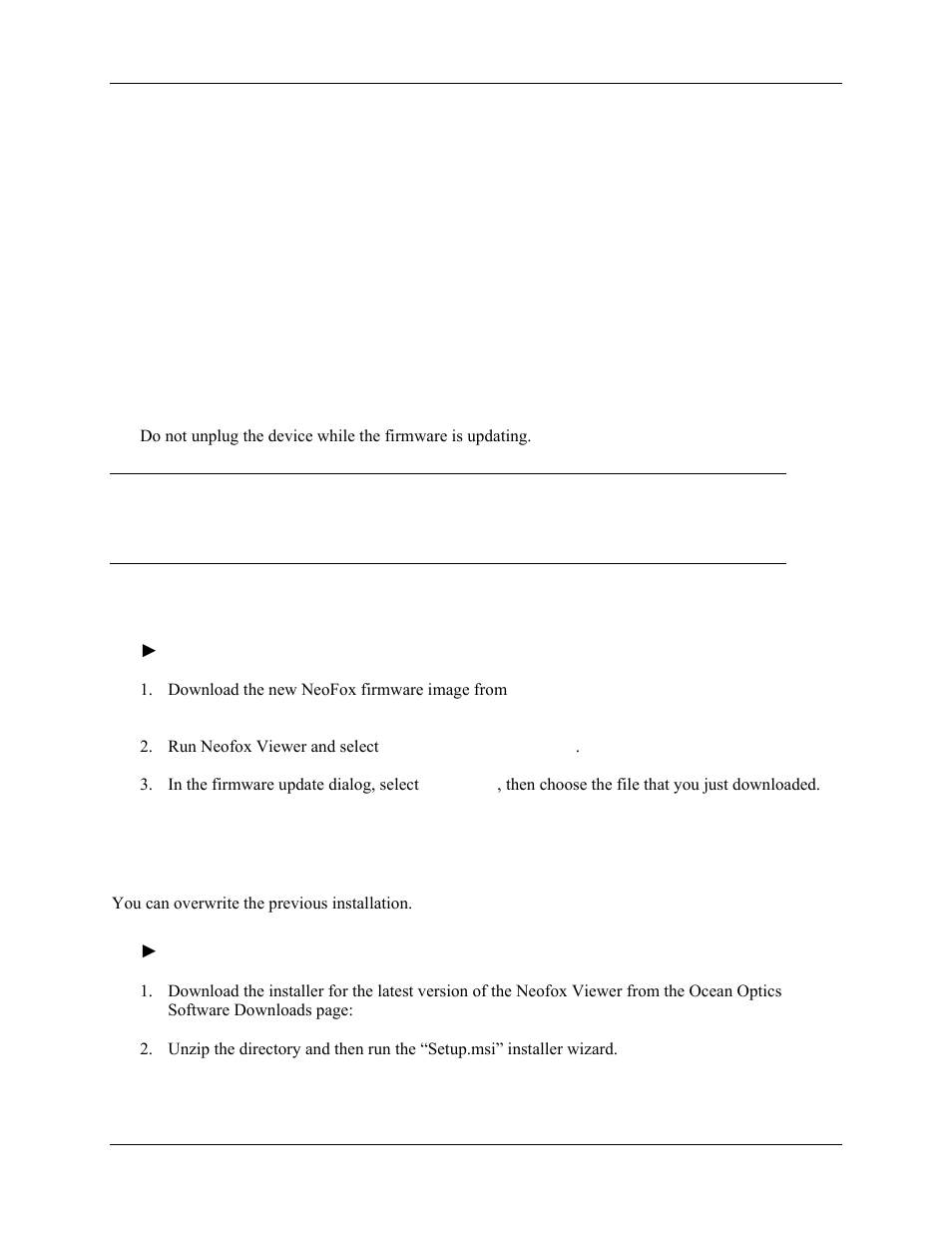 Maintenance, Updating firmware, Updating software | Appendix b: maintenance, Updating firmware updating software, For m, Appendix b | Ocean Optics NeoFox User Manual | Page 60 / 77