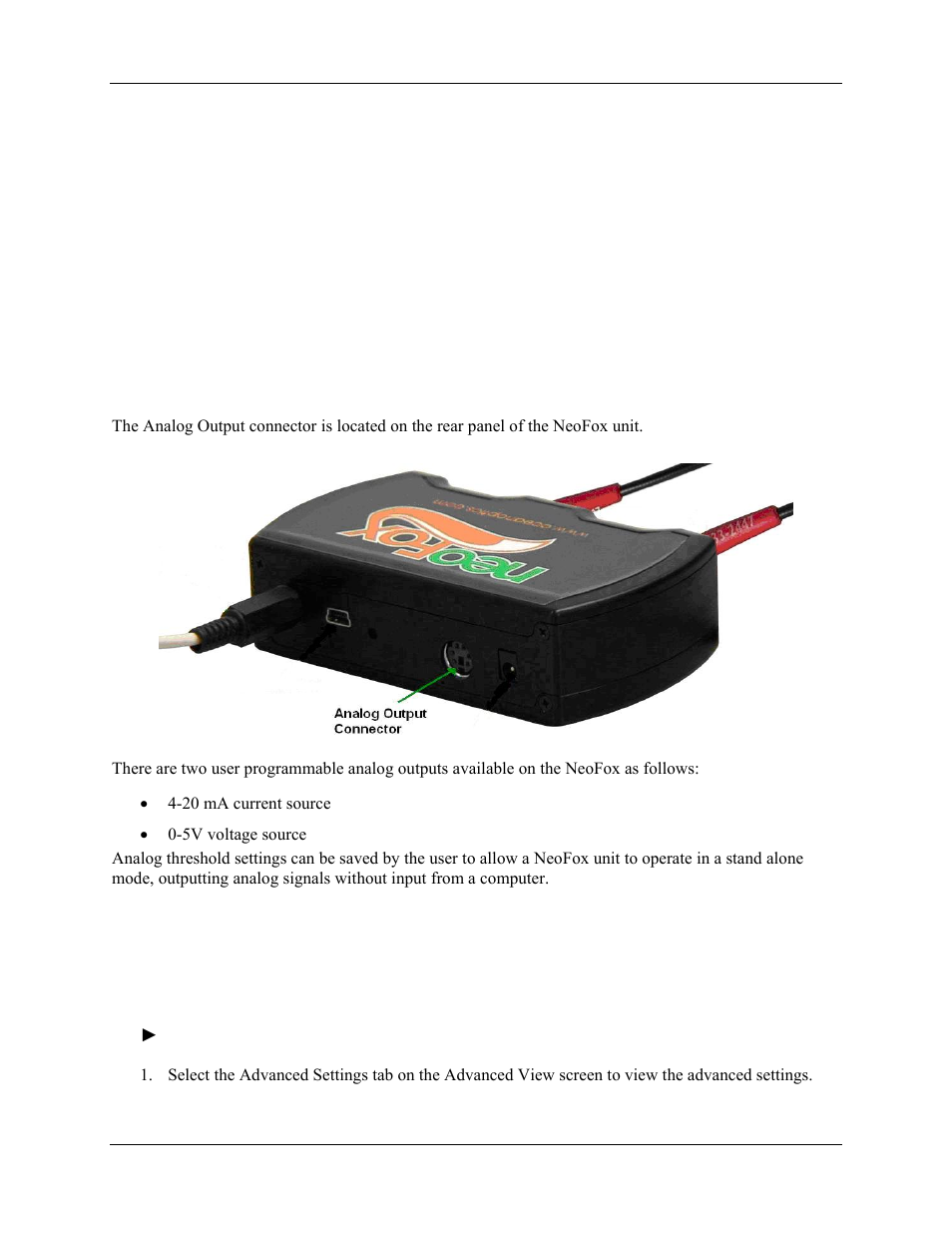 Analog output, Analog output connector, Appendix c: analog output | Appendix c | Ocean Optics NeoFox User Manual | Page 64 / 77