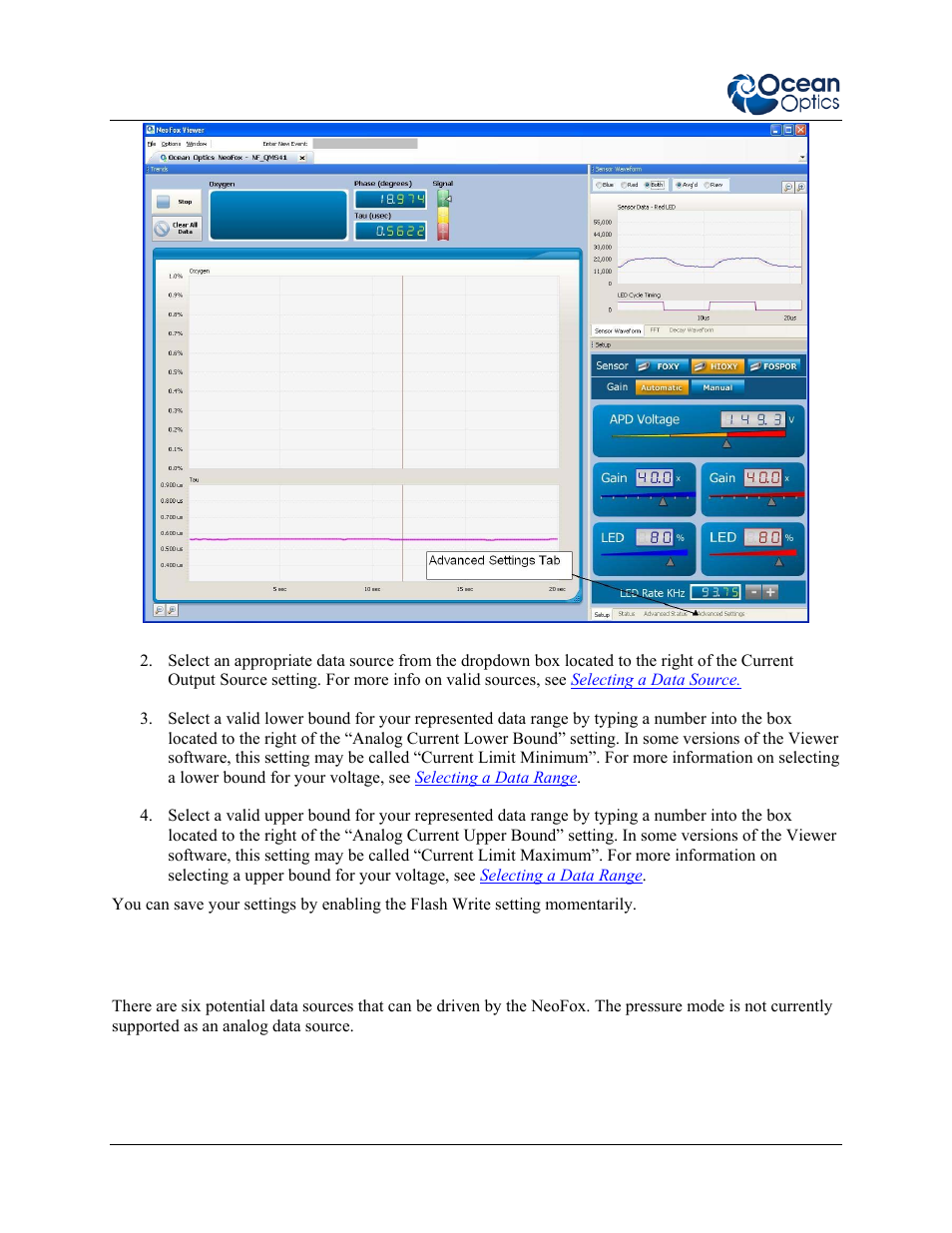 Selecting a data source | Ocean Optics NeoFox User Manual | Page 66 / 77