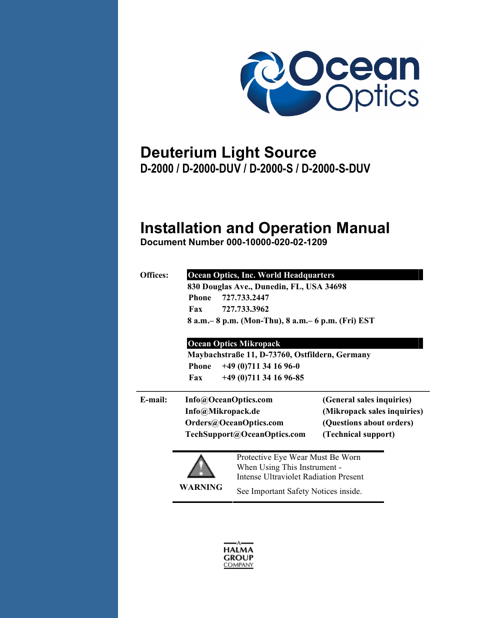 Ocean Optics D-2000 User Manual | 24 pages